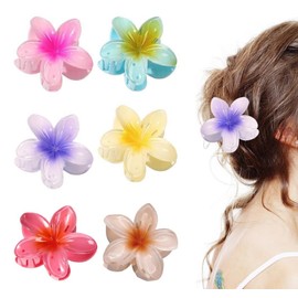 DIFEIUKI Plumeria Hair Clips, Set of 6, Flower Hair Clip, Hair Claw Clip, Hawaiian Hair Ornament, Tropical Travel, Commemorative Photography, Accessories, Girls, Hair Accessories