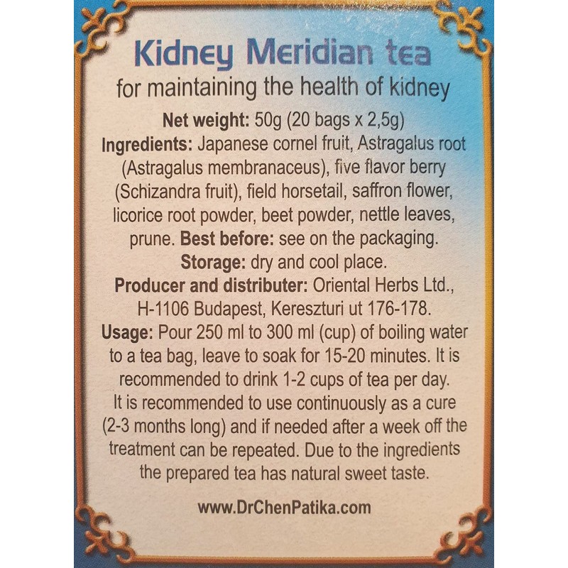 Dr Chen Kidney Meridian Tea Natural Traditional Tea Blend Kidney