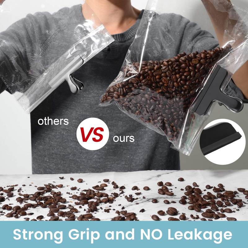 HOUSE AGAIN 8 Pack Stainless Steel Chip Bag Clips Covered