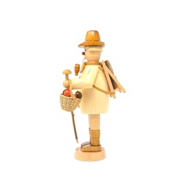 Drechslerei Friedbert Uhlig, Incense Smoker No. 011/n, Forest Worker with Basket, Natural, 25 cm High, Turned from Regional Wood, Real Handmade from the Ore Mountains, Christmas, Wood Art, Real Wood