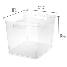 Sterilite Wide Shelf Bin Organizing Plastic Container, Home Kitchen or Office Storage Tote, Open Top Basket with Handles, 24 Pack, Clear