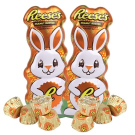Easter Bunny Candy Tins with Mini Chocolate Peanut Butter Cups, Individually Wrapped Pieces, Basket Stuffer Gifts, 1.2 Ounces (Pack of 2)