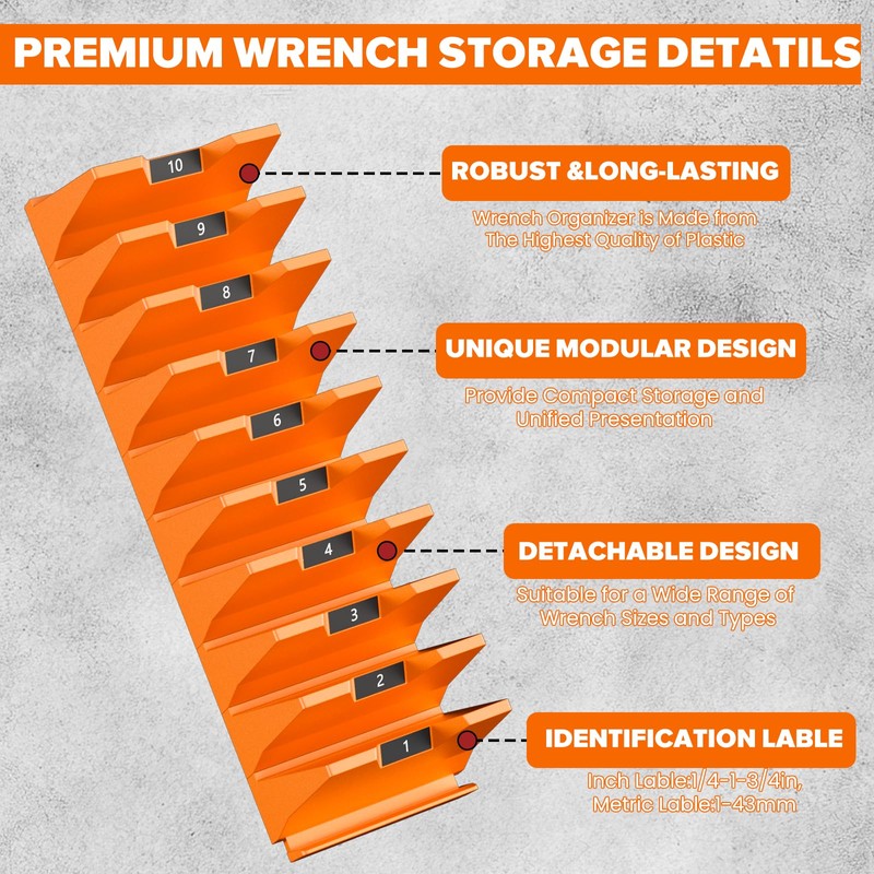 40PCS Modular Wrench Organizer Wrench Holder - Wrench Tool Organizers
