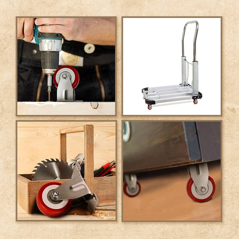 12 Pack 2" Caster Wheels On Red Polyurethane Wheels Top