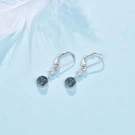 925 Sterling Silver Moonstone Turquoise Agate Malachite Leverback Earring Drop and Dangle Earrings for Women Birthday Christmas Gifts (D Malachite)