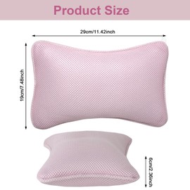 3D Bath Pillow for Bathtub - Breathable Mesh Tub Pillow for Head and Neck, Rectangular BathPillow with 2 Strong Suction Cups, Ergonomic Luxury Bath Pillow for Optimal Neck Relaxation(Pink)