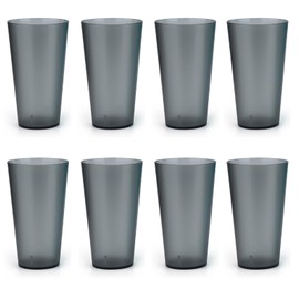 ZAINCA 32-ounce Plastic Tumblers, Acrylic Larger Drinking Glasses, set of 8 Grey Reusable Plastic Cups, Stackable, BPA-Free, Shatter-Proof, Dishwasher-Safe