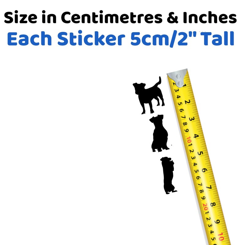 Jack Russell Pet Dog Silhouette 14 Cute Stickers Pack -