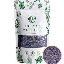 SPICES VILLAGE Dried Lavendar, Dried Lavender Buds, 2 oz, Herbal Tea, Potpourri, Wedding Confetti, Pillow - Kosher, Gluten Free, Vegan, Non GMO, Resealable Bulk Bag