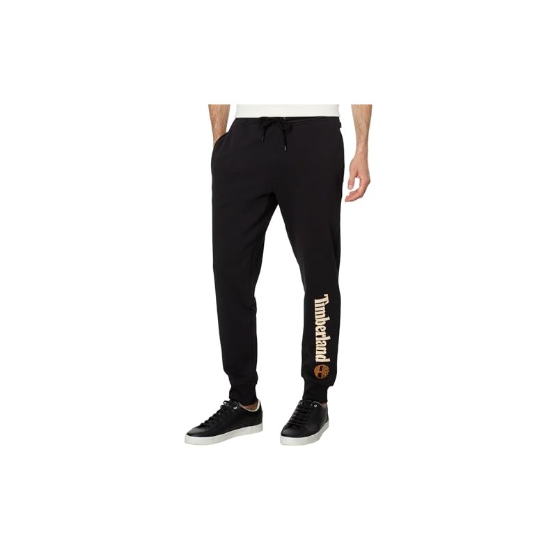 Timberland Men's Linear Logo Sweatpant, Black Medium
