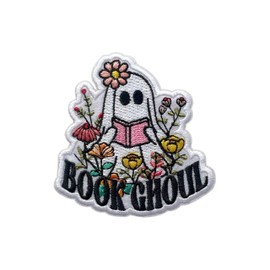 AKIKOPATCH Book Ghoul Embroidery Iron On Patches, Size 3" Booktok Sew Patches for Clothes Backpacks Hats Jeans Bags, Bookish Embroidered Patches Iron On Fabric Patches DIY Funny Gift for Book Lovers