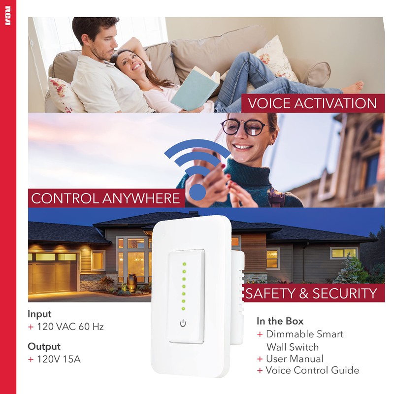 RCA 3-Way Smart Dimmer Switch for LED Lights | Dimmable
