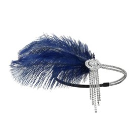 LEEMASING Women Lady Retro Feather Flapper Party Headband Accessory Fascinator For Wedding Tea Party (Blue),One Size