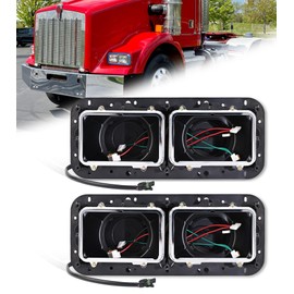 YUWUTF Headlight Housing Base with Wire Harness Compatible with Kenworth T400 T600 T800 W900 K100 C500 Peterbilt 378 379 Western Star 4900 Freightliner FLD Classic XL Driver and Passenger Side