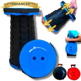 Smith & Barker Upgraded for 2025 Premium Telescopic Folding Stool for Adults and Children Outdoor Indoor Portable Collapsible Foldable Fishing Hiking Camping Festivals Seat (Blue)