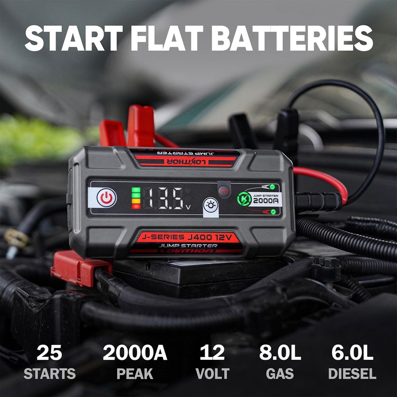 LOKITHOR J400 Portable Jump Starter 2000A, 12V Lithium Battery Booster