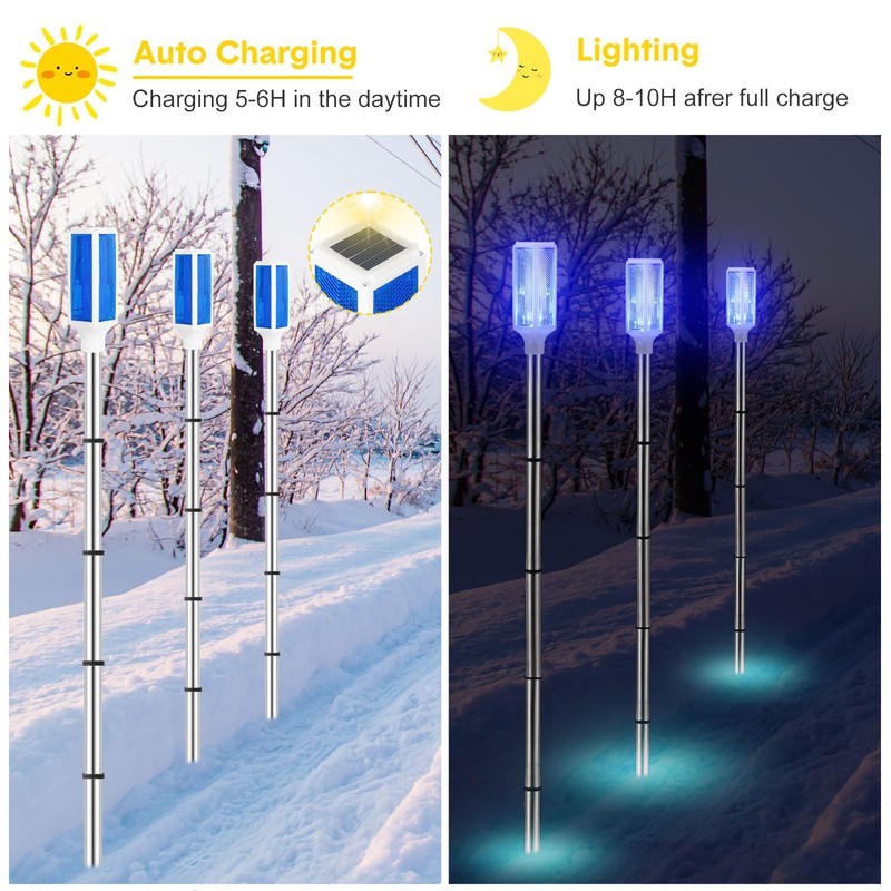 Rossesay 4 Pack 44'' Solar Powered Driveway Markers Reflective Landscape