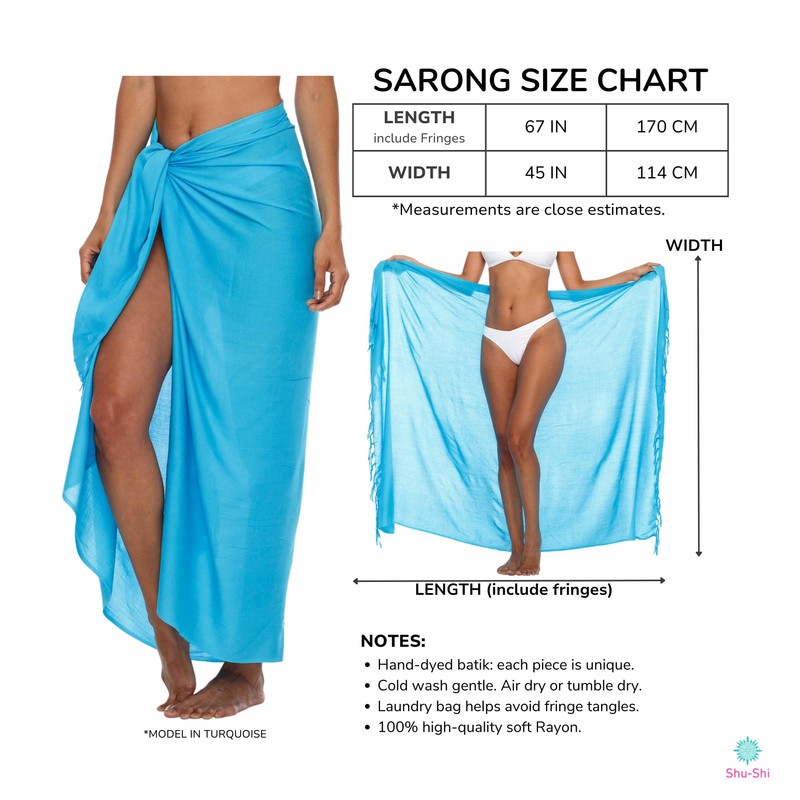SHU-SHI - Women's Beach Sarong/Pareo - Wear Over Swimsuits, turquoise