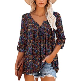 ROSELINLIN Womens Dressy Casual Shirts Long Sleeve Fall Tunic Tops BlackColor XXL