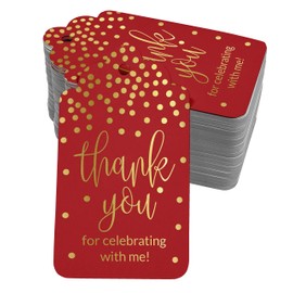 Inkdotpot Pack Of 50 Real Gold Foil Paper Tags Thank You For Celebrating With Me Birthday Favor Hang Tags