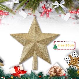 Nereds Glittered Star Christmas Tree Topper Plastic Star Treetop Holiday Treetop Shatterproof Star Ornament for Christmas Party Home Decoration (silver)