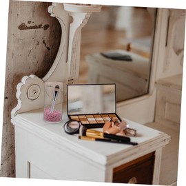 FRCOLOR 1pc Transparent Acrylic Makeup Brush Holder Lid Compact Storage Container for Cosmetics Makeup Tools Stationery for Vanity Office and Home Organization