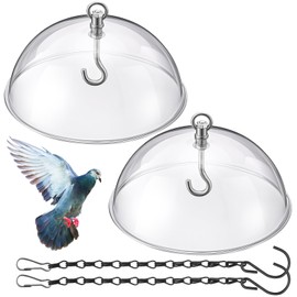 Ziliny 2 Pcs 10'' Bird Feeder Rain Guard Clear Squirrel Baffle Protective Cover Round Protective Dome Rain with Chains for Hanging Bird Feeders Outdoor Garden