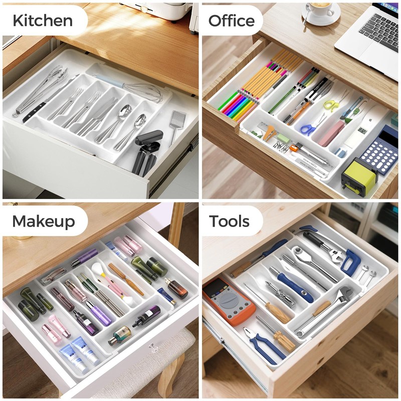 ukeetap Extra Large Expandable Silverware Organizer, BPA-Free Food-Safe Cutlery Flatware