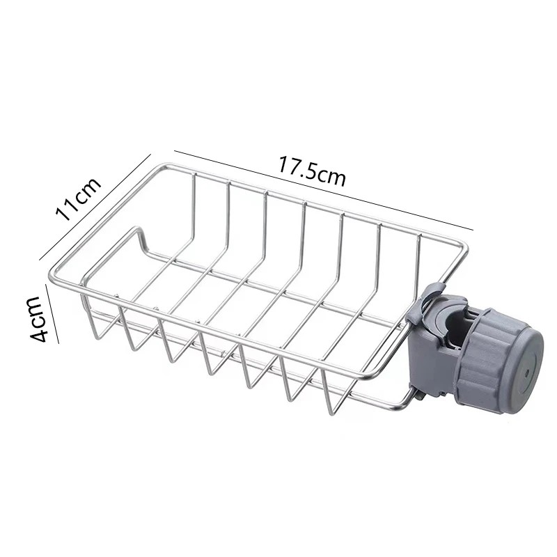 Kitchen Sink Faucet Organizer with Sponge Holder, Drain Rack and