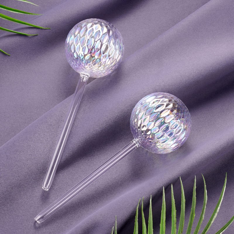 Tomorotec Glass Plant Self Watering Globes 2-Pack Pearl Luster Clear