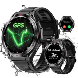 CUBOT Reloj Inteligente GT 1 Smartwatch con GPS, 1.43" HD AMOLED Pantalla, Reloj Inteligente Hombre, 5 ATM IP68/IP69K Impermeable Fitness Watch, 150+ Modos Deportivos