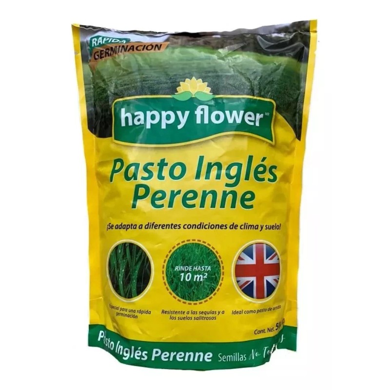 HAPPY FLOWER 3 Bolsas Semilla Pasto Ingles Para Sol Y