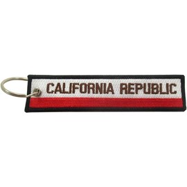 Llavero de la bandera de California, 100% bordado, Blanco, Universal