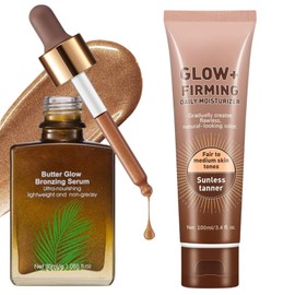 Anti Aging Butter Glow Bronzing Serum, Butter Glow Bronzing Drops, Bronzer Drops with Turmeric and Hyaluronic Acid, Face Bronzers Serum Ultra 2Pcs