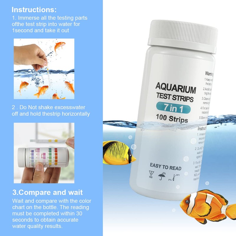 100pcs Aquarium Test Strips, 7 in 1 Fish Tank Test