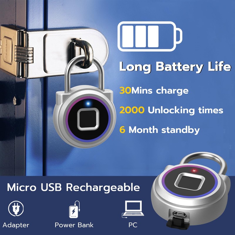Dhiedas Fingerprint Padlock - Gym Locker with Bluetooth APP for