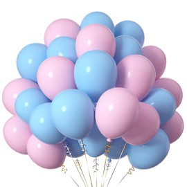 Balloons Pink and Blue, 12 Inch Macaron Helium Latex Balloons, Baby Gender Reveal Balloons for Baby Shower, Birthday Party Decoration, Pack of 50