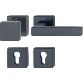 HOPPE Austin Fire Protection Interchangeable Set Door Handle + Door Knob + Rosette PZ ÖNORM, Aluminium Black Matt