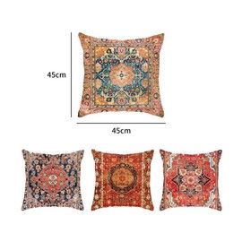 Bamyli Boho Cushion Covers 45cm x 45xm, Set of 4 Vintage Ethnic Style Throw Pillow Cases,Square Exotic Decorative Pillow Cases for Sofa Bedroom Livingroom Outdoor (Exotic Red)