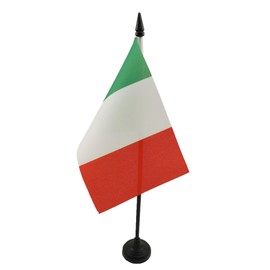 Italy Table Flag 4'' x 6'' - Italian Desk Flag 15 x 10 cm - Black plastic stick and base - Drapeau Italie AZ FLAG