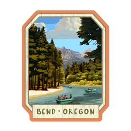 Die Cut Sticker Bend, Oregon, River Rafting, Contour Vinyl Sticker 3 to 6 inches, (Waterproof Decal for Cars, Water Bottles, Laptops, Coolers), Large