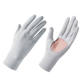 TINAYAUE Thin Ice Cooling Cycling Driving Gloves for Women Outdoor Quick Dry Non Slip Summer Breathable Hollow Palm UPF 50+ Sun Protection Touch Screen Gloves (Light Grey)