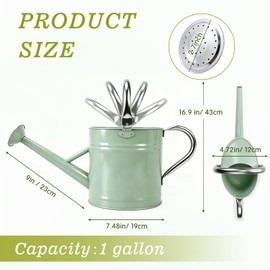 1 Gallon Watering Can for Outdoor&Indoor Plants，Cream Green
