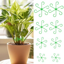 Kerros 8 Pack Plant Support Rings, Green Plastic Plant Cages for Potted Flowers, Tomato, Vine, Peppers - Reusable Garden Stake Holder for Indoor Outdoor Plants