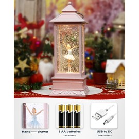 11" H Ballerina Music Box Snow Globe,Lighted with 6H Timer Valentines Snow Globe Ballerina Dancing Glittering,Ballerina Snow Globes for Girls/Mother's Day