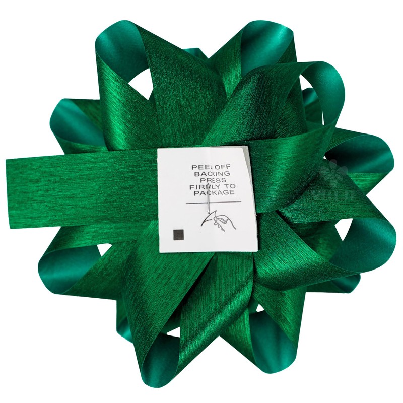 MEEDEE 4.5 inch Green Linear Glitter Gift Bow Self Adhesive