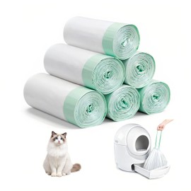 120 Count Cat Litter Box Liners Compatible with Litter Robot 3 & 4, Cat Litter Liners for Automatic Litter Box, Extra Thick Heavy Duty Waste Bags with Drawstrings, 25.2" x 15.7" (10-12 Gallons)