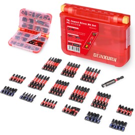 Geinxurn 76 pieces Impact Screwdriver Bits Set, Magnetic S2 Steel Multi Insert Power Bits Tips with Impact Bit Holder with Storage Box（PH/TORX/SQ/PZ/HEX/SL）