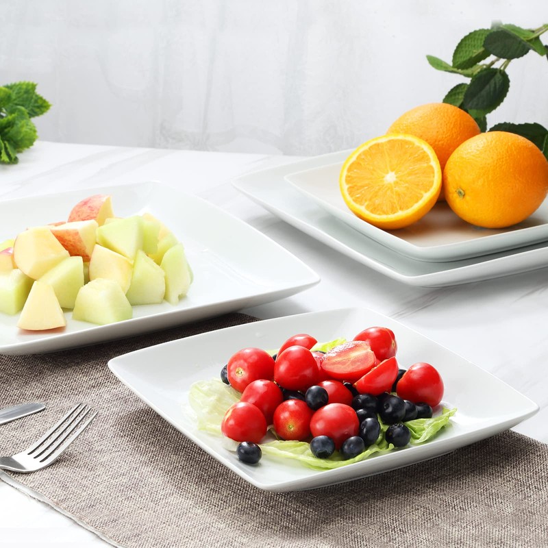 Yedio Porcelain Square Dinner Plates, 10.75 Inch Square Serving Plate