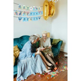 Bon Voyage Decorations, Bon Voyage Banner, Leaving Party Decorations - Let The Adventure Begin - Hot Air Balloons & Compass Map Banner with DIY String Kit, Paper Decoration for Going Away Celebration